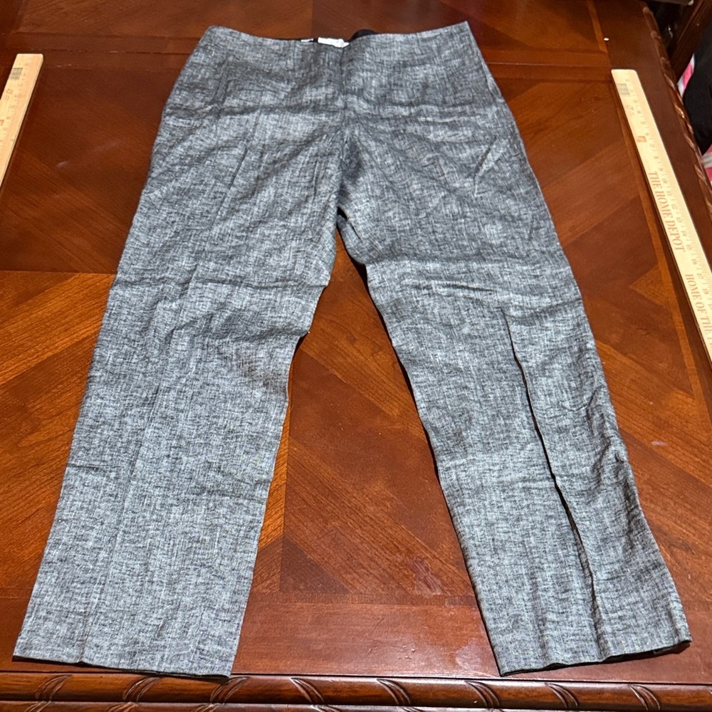 Carlisle New York linen blend marled shiny Gray Straight Leg office Pants